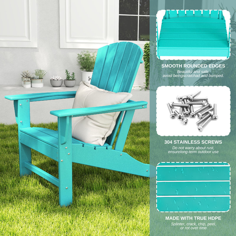 Chaise Adirondack d'extérieur Hdpe, Turquoise