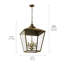 Luminaire suspendu pour vestibule 4 lumières Dame en verre texturé noir 27,6 pouces Dame-70048085