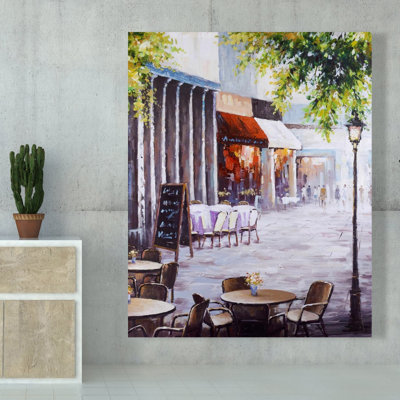 Outdoor Restaurant Brown Canvas | Street Scenery Home Decor