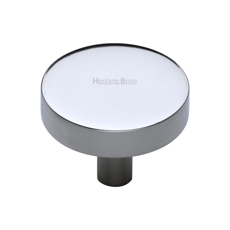 Heritage Brass Heritage Cabinet Knob Disc Design, Polished Chrome, 2.9cm H x 3.2cm W x 3.2cm D