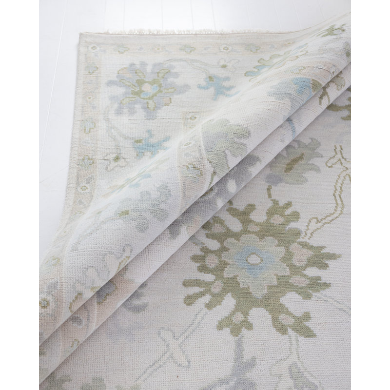 Opal Hand Knotted Wool Floral Area Rug, Rectangle 10' x 14'