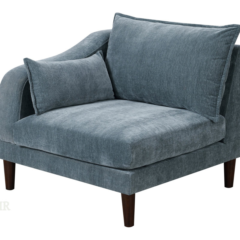 Superbe fauteuil à accoudoirs de couleur minérale avec coussin moelleux et pieds en bois, parfait pour les meubles de salon modernes