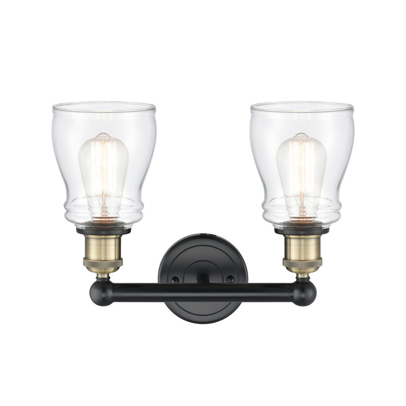 Éclairage pour meuble-lavabo à 2 lumières, Transparent, Laiton antique noir