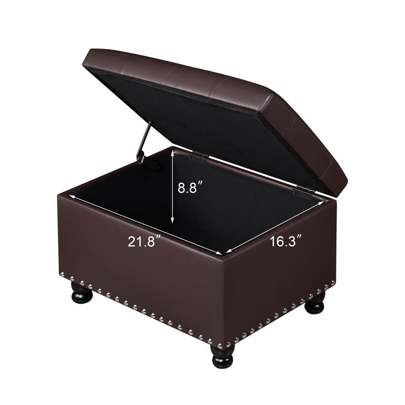 Banc de rangement avec repose-pieds en similicuir,  Brun