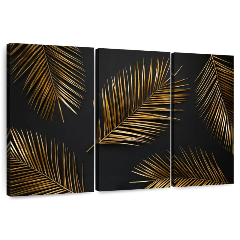 Harnek Golden Palm Leaves, 24" H x 38" W