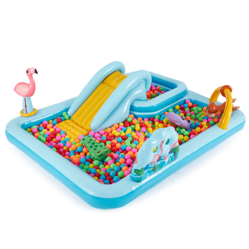 Intex 96" x 78" x 28" Blue and Yellow Inflatable Jungle Adventure Kiddie Pool