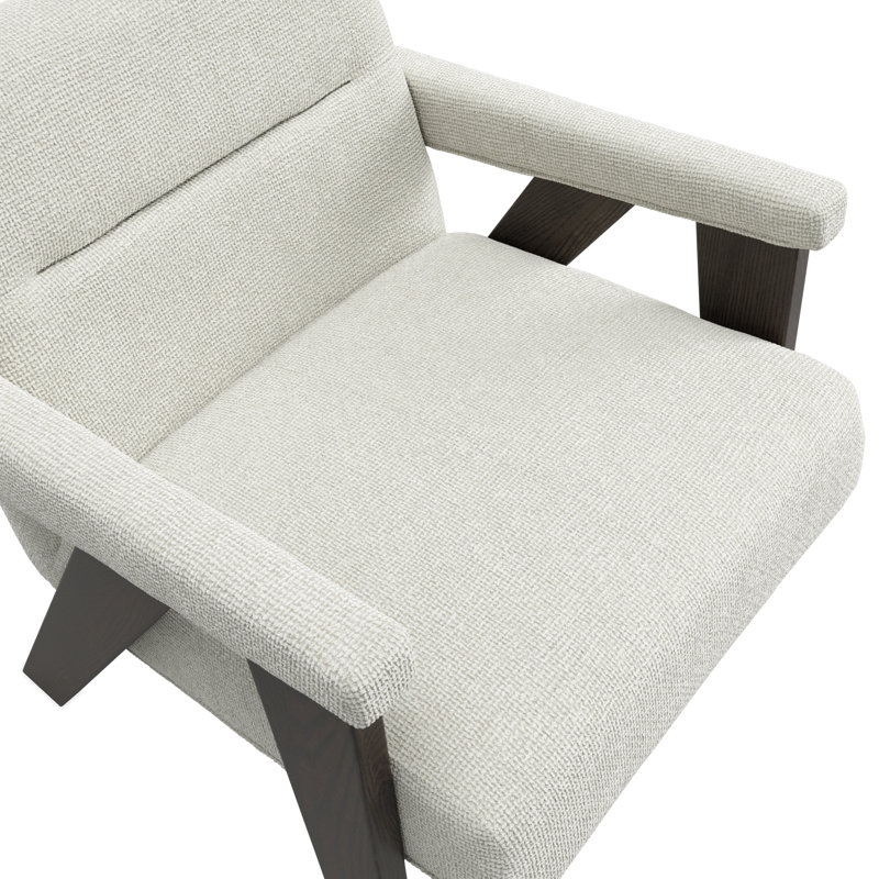 ABEL UPHOLSTERED ARM CHAIR, Beige, Dark Brown Wood