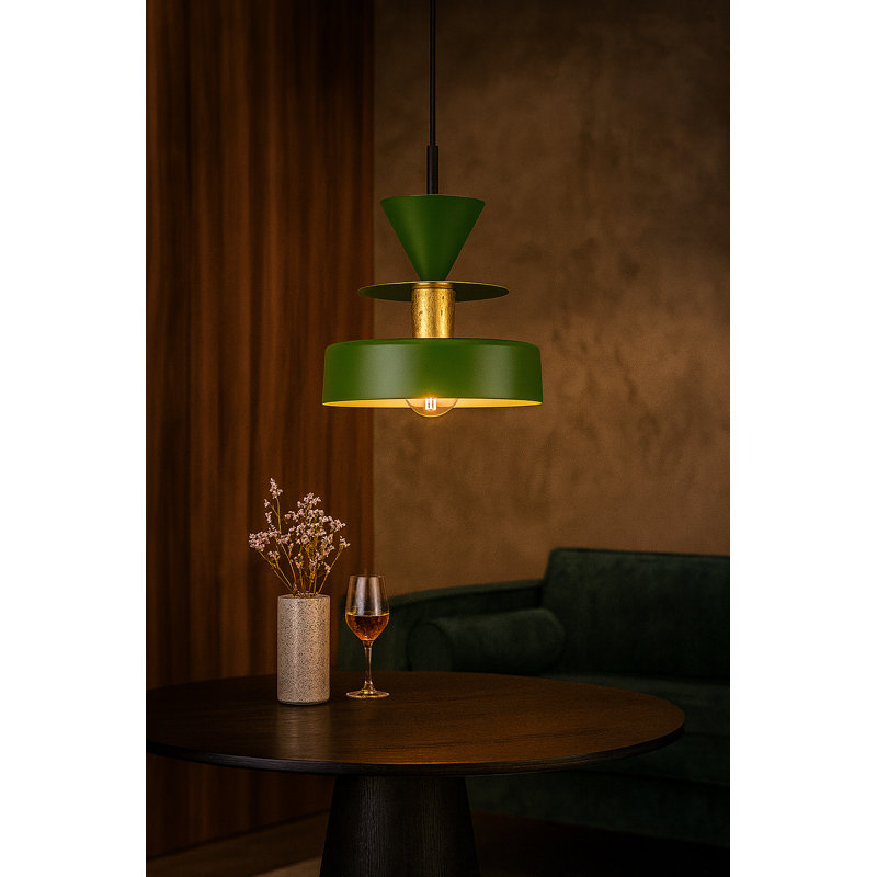 1 - Light Matte Black Drum Pendant, Khaki