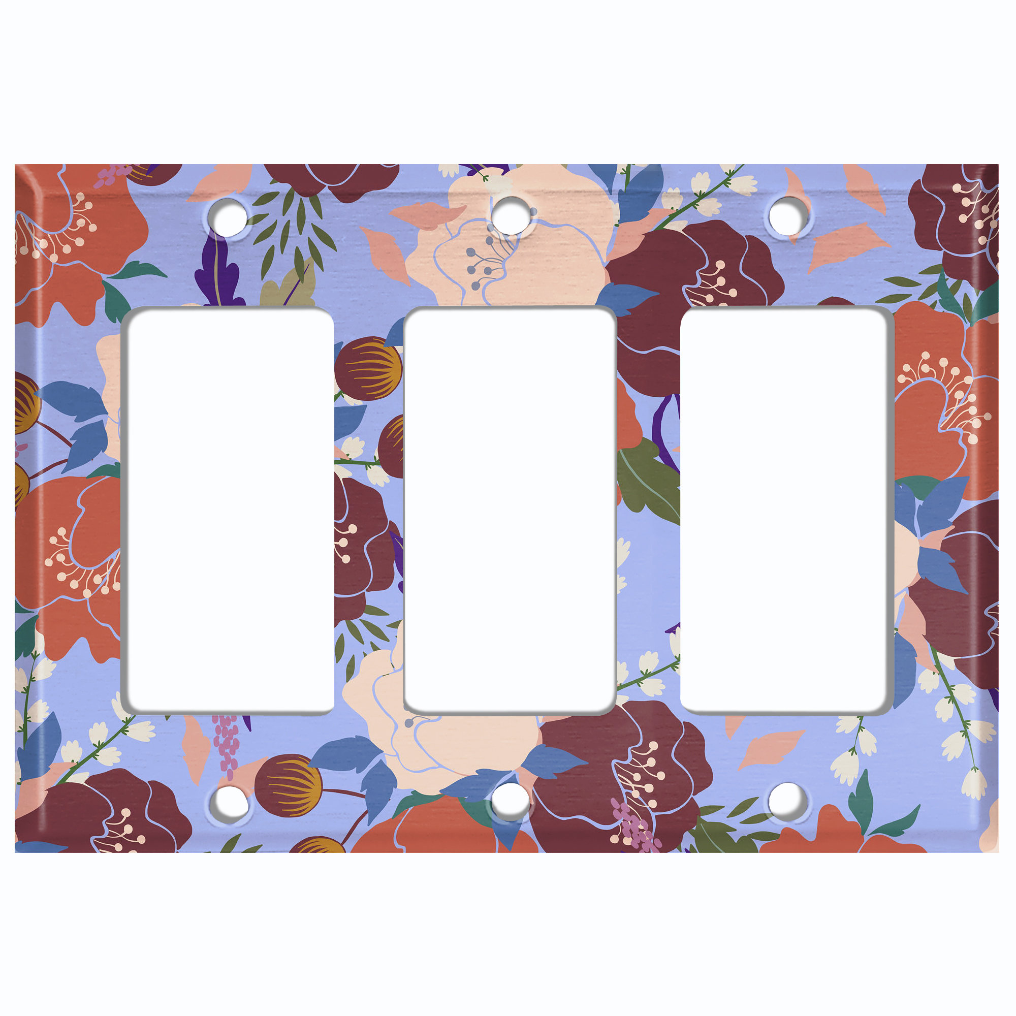 WorldAcc Colorful Anime Tropical Flowers Leaves Lavender 3-Gang Rocker ...