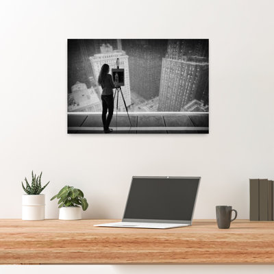 The Architecture Painter Abstract Contemporary Architecture City Wall Art by Roswitha Schleicher-Schwarz - Wrapped Canvas Print