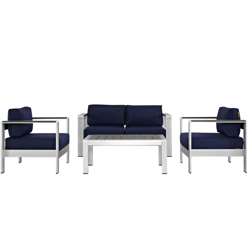 Ensemble de canapé modulaire d'extérieur en aluminium 4 pièces Shore, Marine