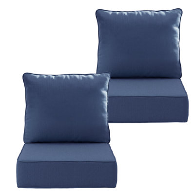 Ensemble de 2 coussins pour chaises de patio d'extérieur, 61 x 56 x 16 cm, coussins en oléfine résistants aux intempéries avec housses amovibles