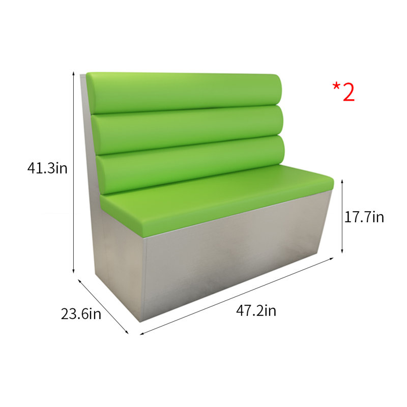 Industrial Style Cafe Restaurant Green Benches Faux Leather Upholstered Bench
