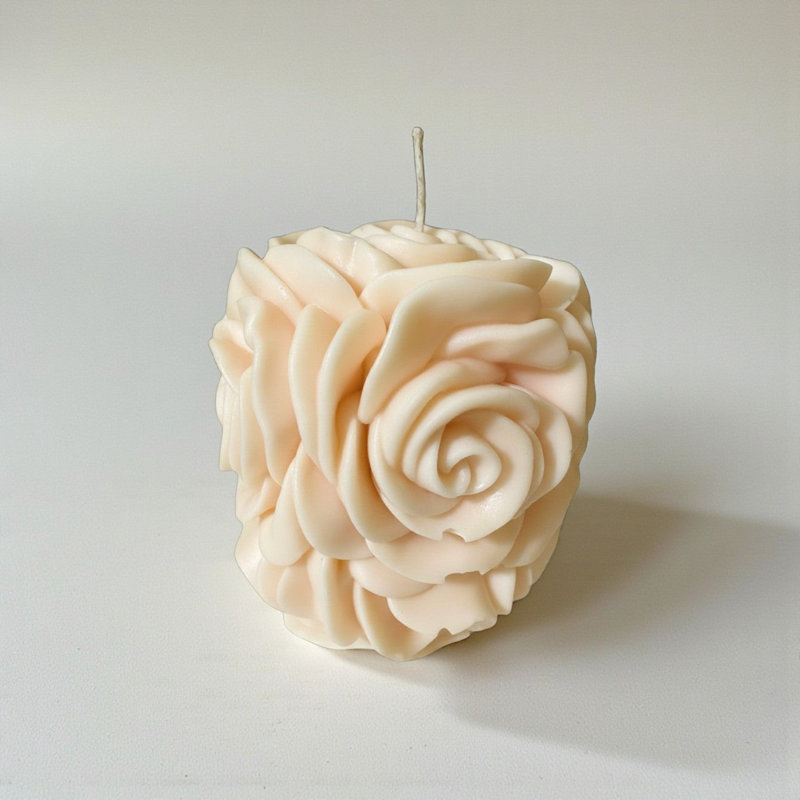  Bougie rose pilier - grande - crème, Crème
