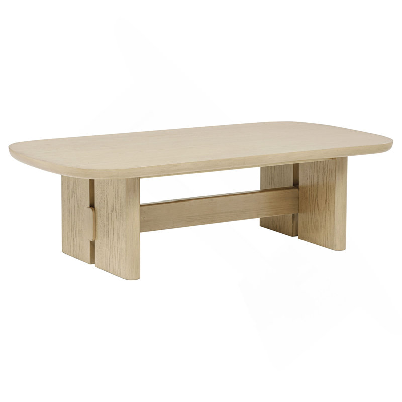 Beige Oak Coastal Rectangular Cocktail Coffee Table