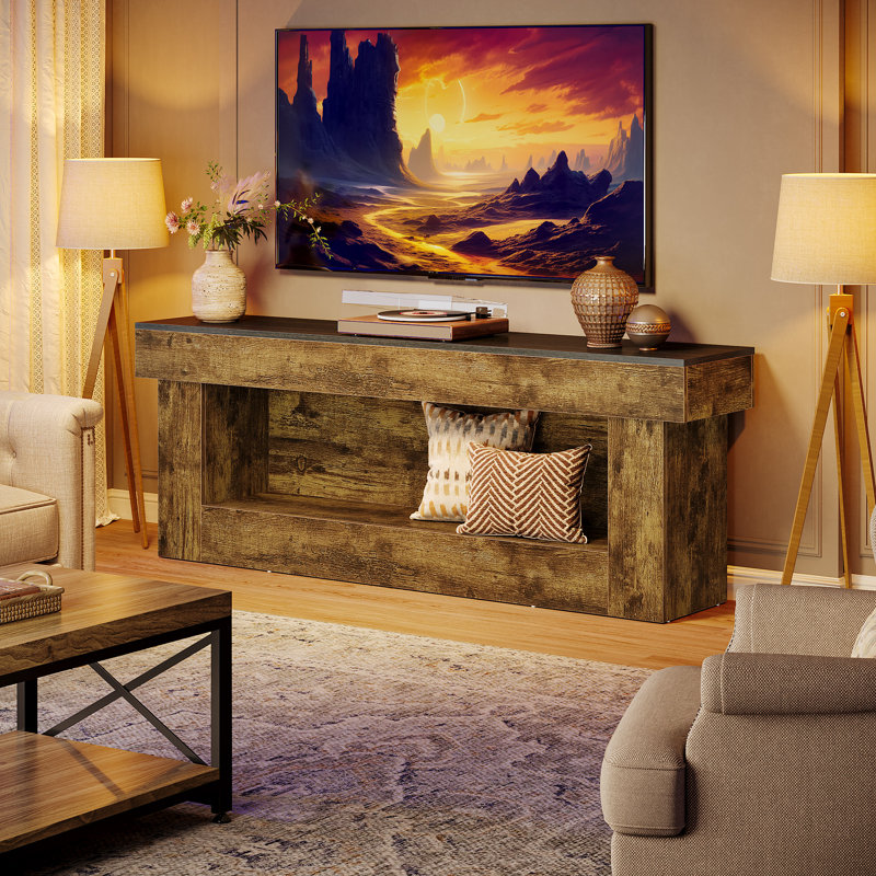 63" TV Stand for Up to 70" TV, Entertainment Center with Open Storage  for Living Room Bedroom