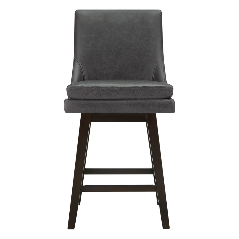 Tabouret de bar et de comptoir pivotant en cuir véritable Zahara Neri (ensemble de 2), Noir de Marseille