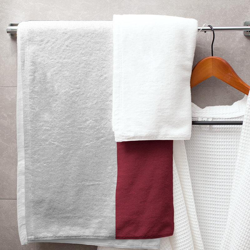 Montreal Lightweight Bath Towel, White/Red/Blue, Microfiber