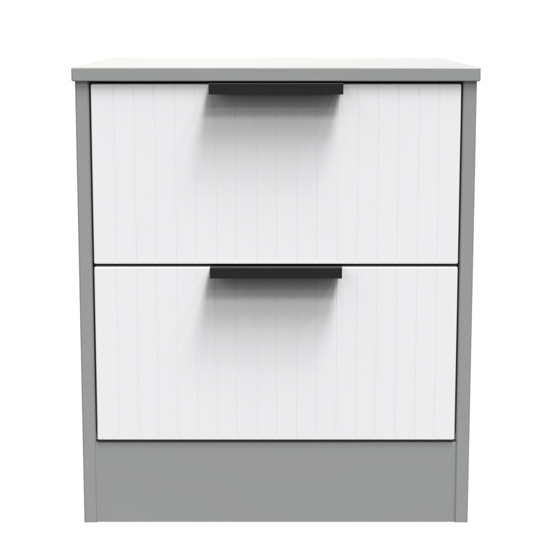 Las Vegas 45cm W Manufactured Wood Bedside Table, White Matt/Dusk Grey