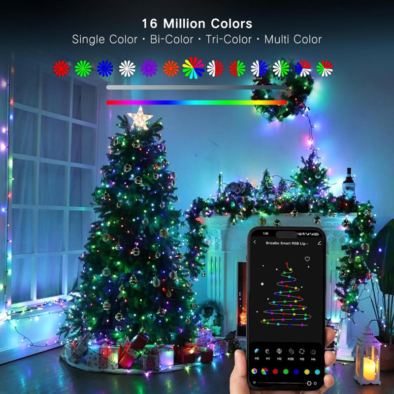 Smart Color Changing 65ft LED Christmas Tree Lights