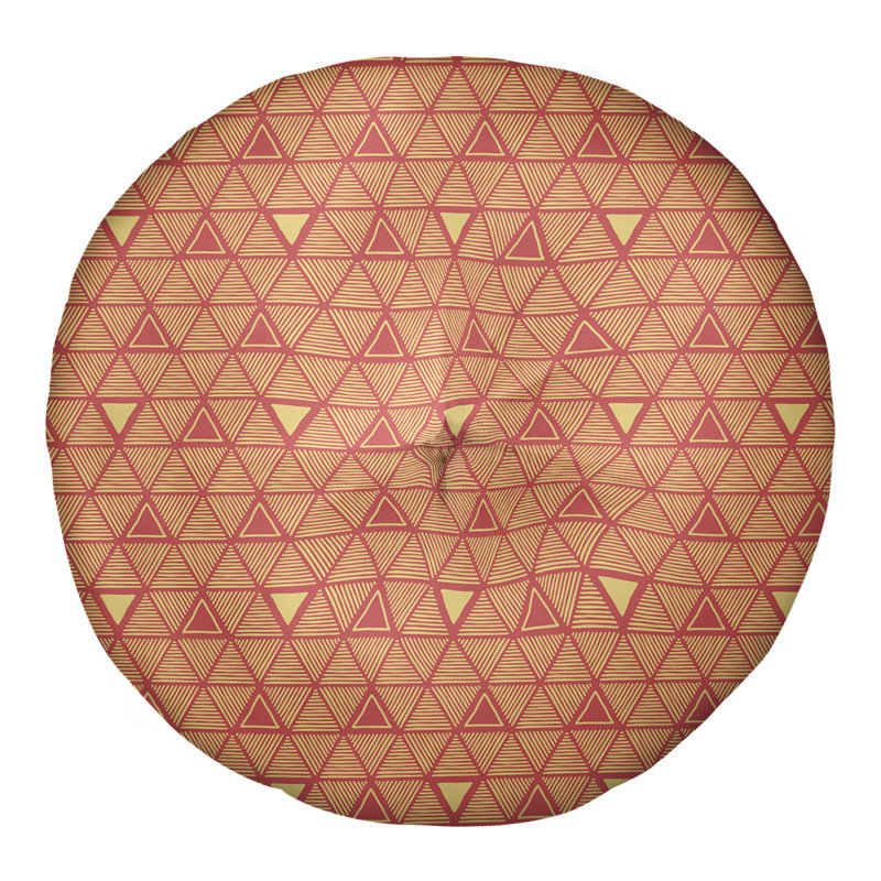 Coussin de sol classique à motif de triangles dessinés à la main, 30 po x 30 po, Rouge/jaune
