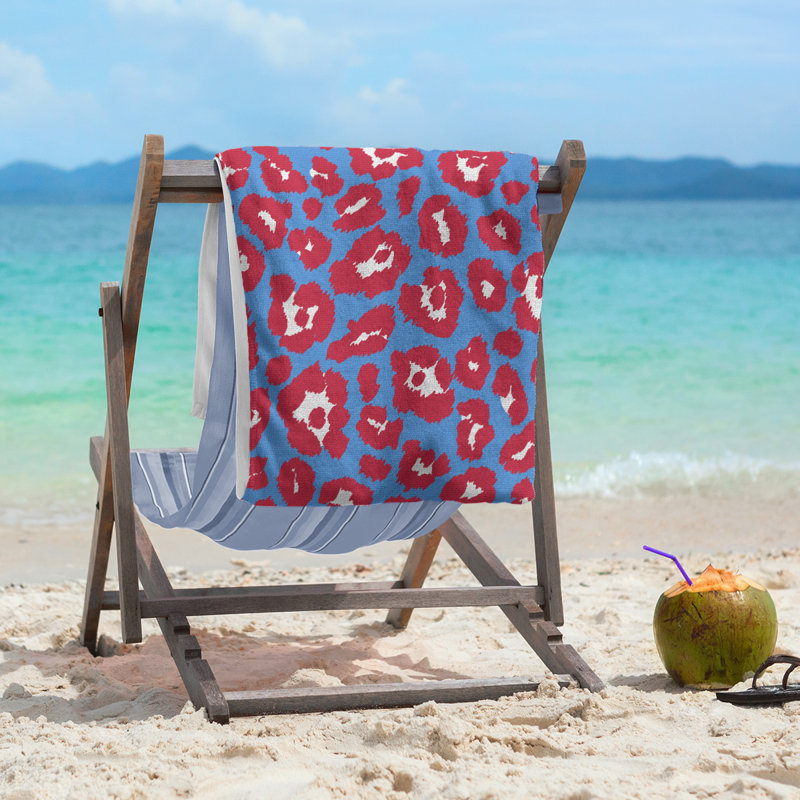 Serviette de plage Holderness, Microfibre, Bleu clair / blanc / rouge