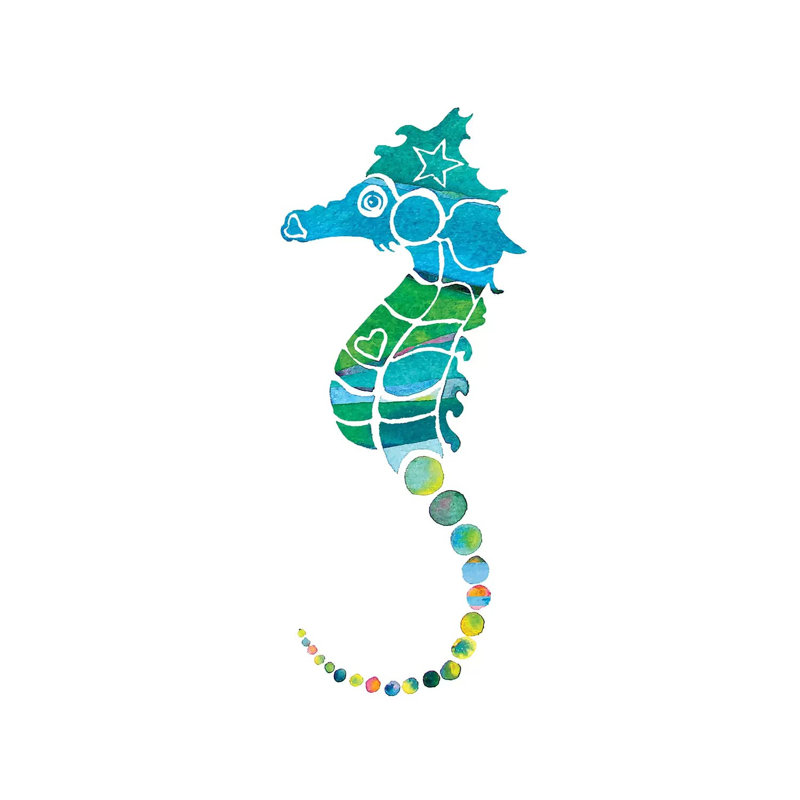«Seahorse Green» par Jo Lynch - peinture sur toile tendue, H 18 po x l 12 po x 1,5 po