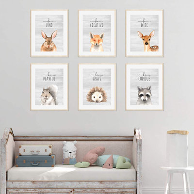Quotidien inspirant lapin, cerf, hérisson, raton laveur, ensemble de 6 pièces, impression sur papier