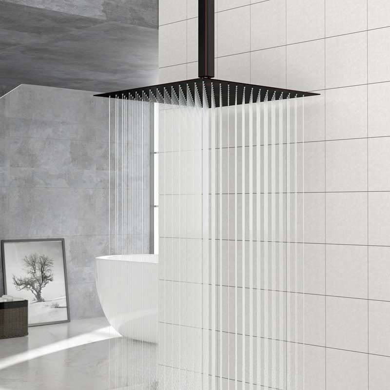 16" Square Rainfall Shower Head, Wall/Ceiling Mounted, Oil Rubbed Bronze