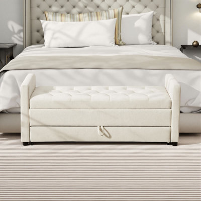 58" Modern Upholstered Storage Bench With Double Storage Space For Living Room,entryway,dormitory,bedroom
