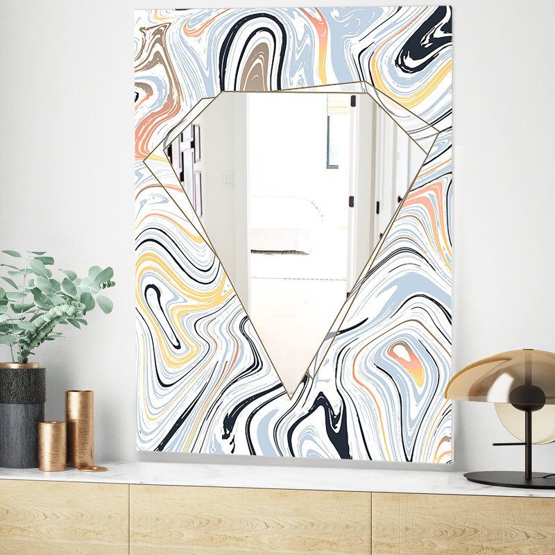 Miroir décoratif Marbré, H 24 po x l 32 po, White/Blue/Gray