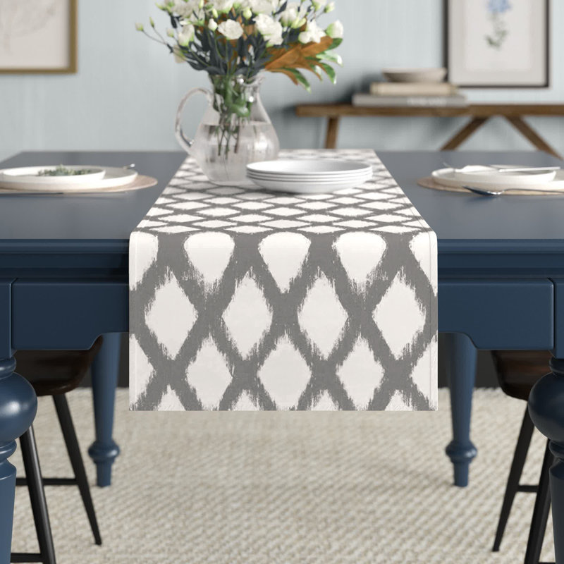 Koziol Geometric Table Runner, Gray, 90" L x 16" W, Geomatric