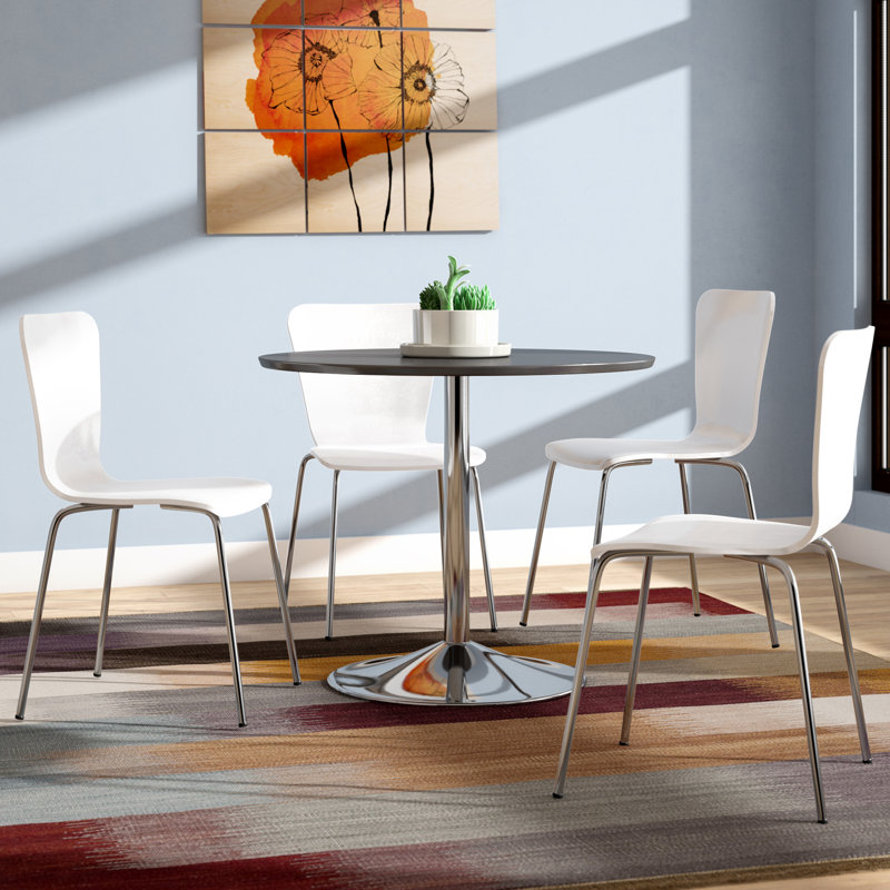 Ensemble de salle à manger Saladino, Blanc, 5 pièces : 1 table, 4 chaises
