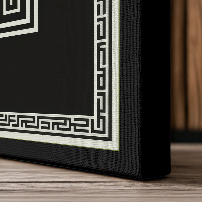 Greek Key Pattern Geometric - Wrapped Canvas, 18x12 - 45.7 x 30.5 cm, Black Border
