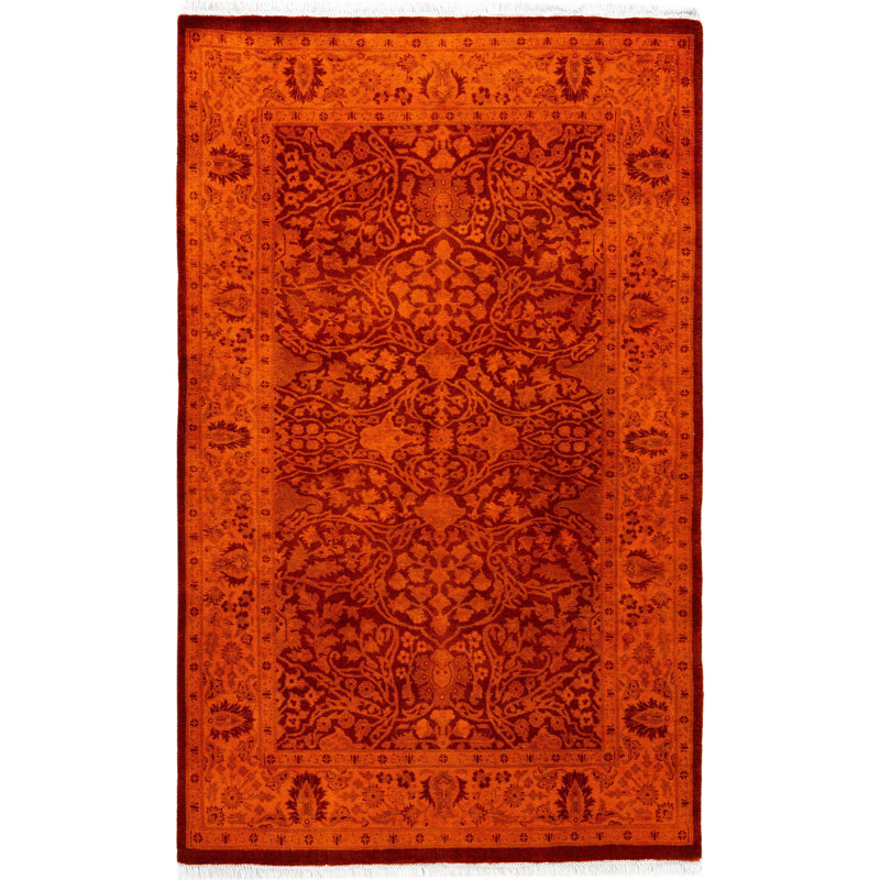 Overdyed One-of-a-Kind Rectangle 3'2" X 4'10" Hand Knotted Area Rug