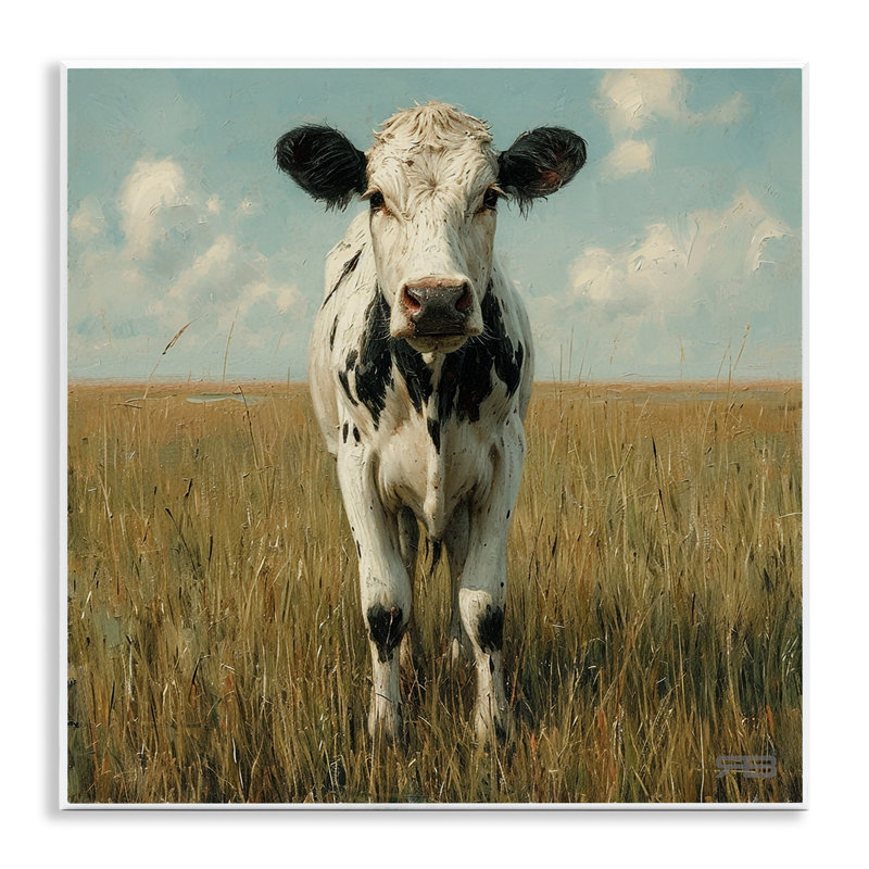 Vache dans un champ verdoyant, art mural par Roozbeh Bahramali