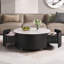 Table basse ronde moderne mobile avec roulettes