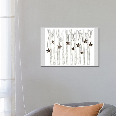 Merry and Bright Birch Trees II 1 Piece Wrapped Canvas Wall Art