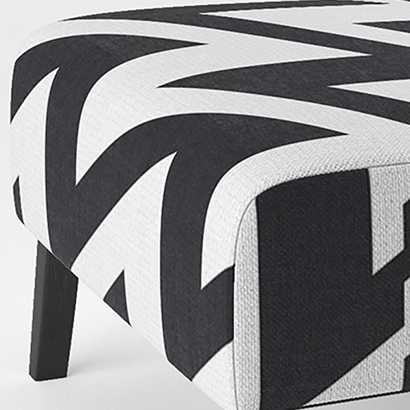 Black Retro Vintage Chevron - Velvet Upholstered Patterned Accent Slipper Chair