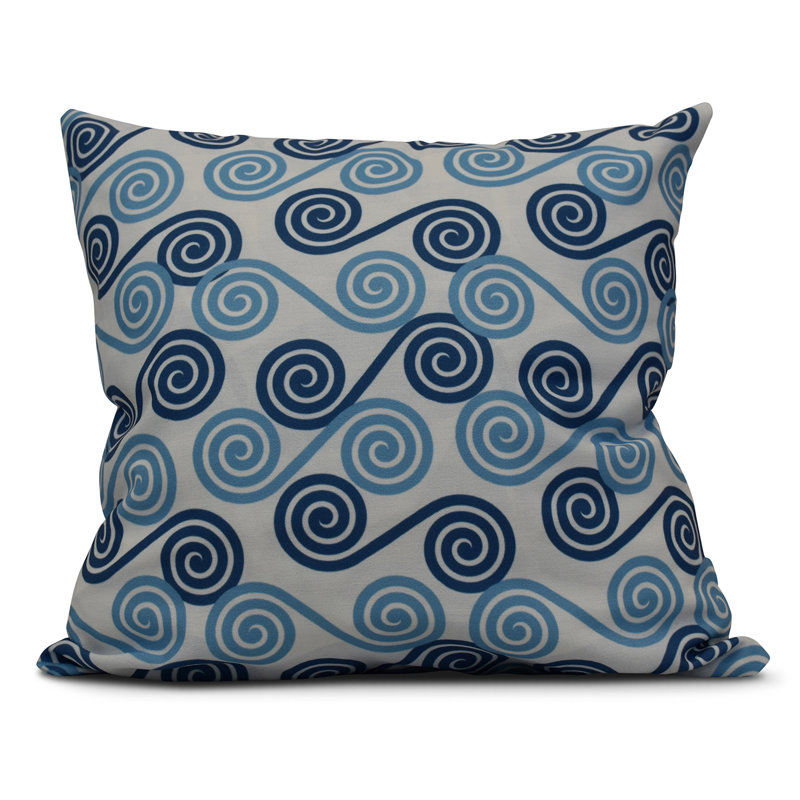 Intercoastal Waterway Geometric Reversible Throw Pillow, 18" H x 18" W, Aqua