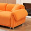 Salon orange avec velours doux et 3 coussins - Siège confortable et résilient 3 places