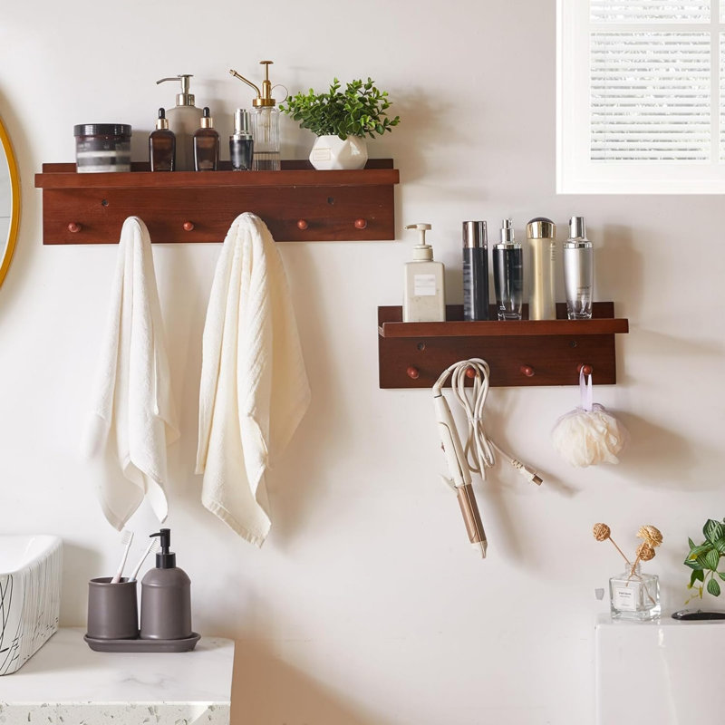 Wood Wall Organizer with Wall Baskets, Brown