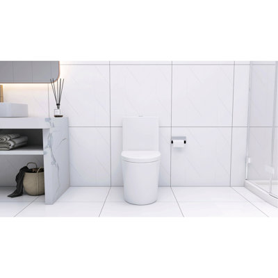 White Porcelain Toilet With Efficient Dual Flush And Elegant Design Elongated Silent Flushing