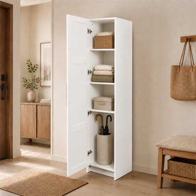 White Stackable Wall Mounted Storage Cabinet, Multipurpose Wall Storage Organizer for Bedroom, Bathroom, Kitchen & Laundry Room
