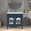 Lavabo de salle de bain de style milieu du siècle de 90,4 cm (35,6 po) avec verre à motifs et bande lumineuse à détecteur de mouvement