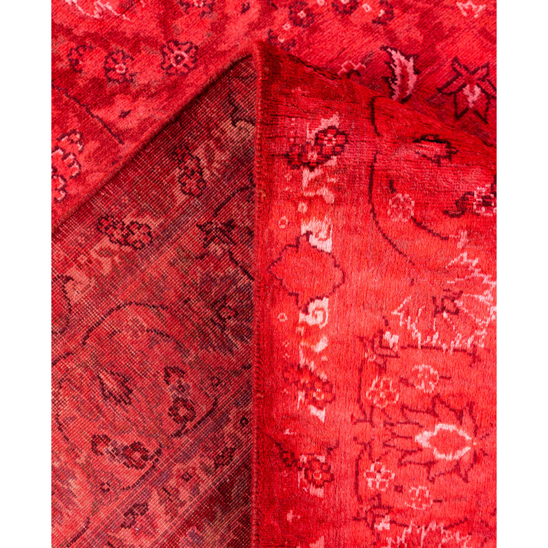 Overdyed Hand-Knotted Wool Modern-Contemporary Red Area Rug 4' 1" x 6' 2"