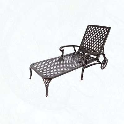 Adjustable Reclining Aluminum Chaise Lounge with Wheels