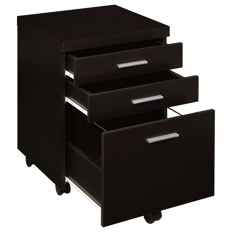 Armoire à 3 compartiments de bureau Cappuccino - Organisez efficacement les contenants pour maximiser l'espace de rangement