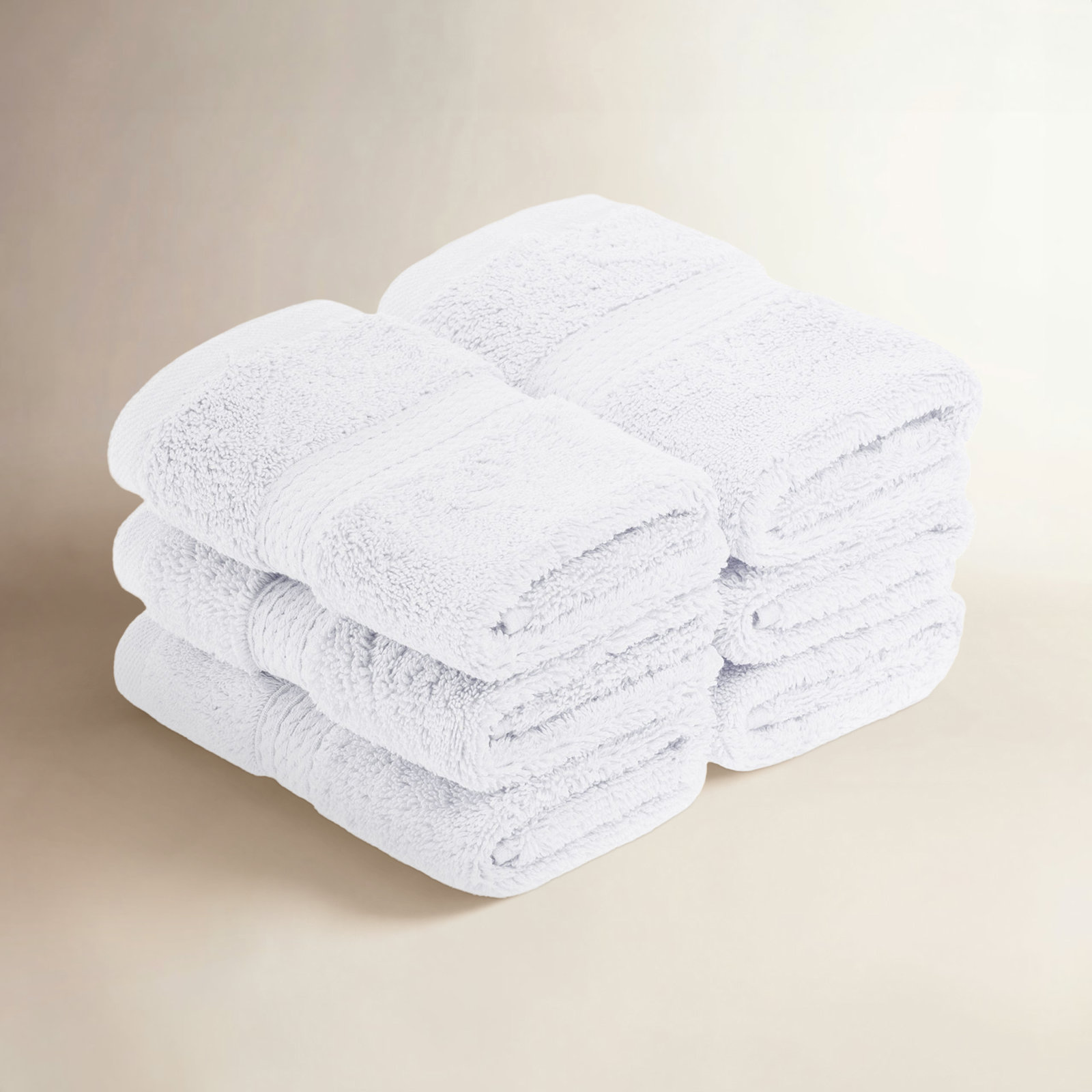 Egyptian Cotton Washcloth Set, White, Washcloth - 6 Pack