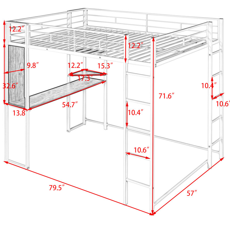 Wamego Kids Full Loft Bed, Black